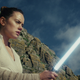 Rey (Daisy Ridley) learns the ways of the Force in Star Wars: The Last Jedi.